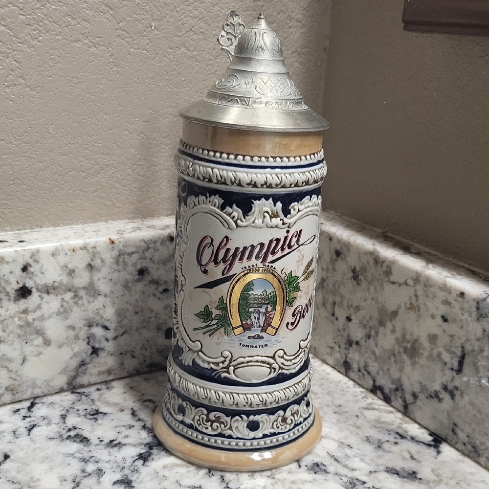 Olympia Beer Stein with Lid
